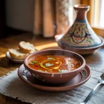 Harira (versão argelina — sem lentilhas — engrossada com ovo e farinha)