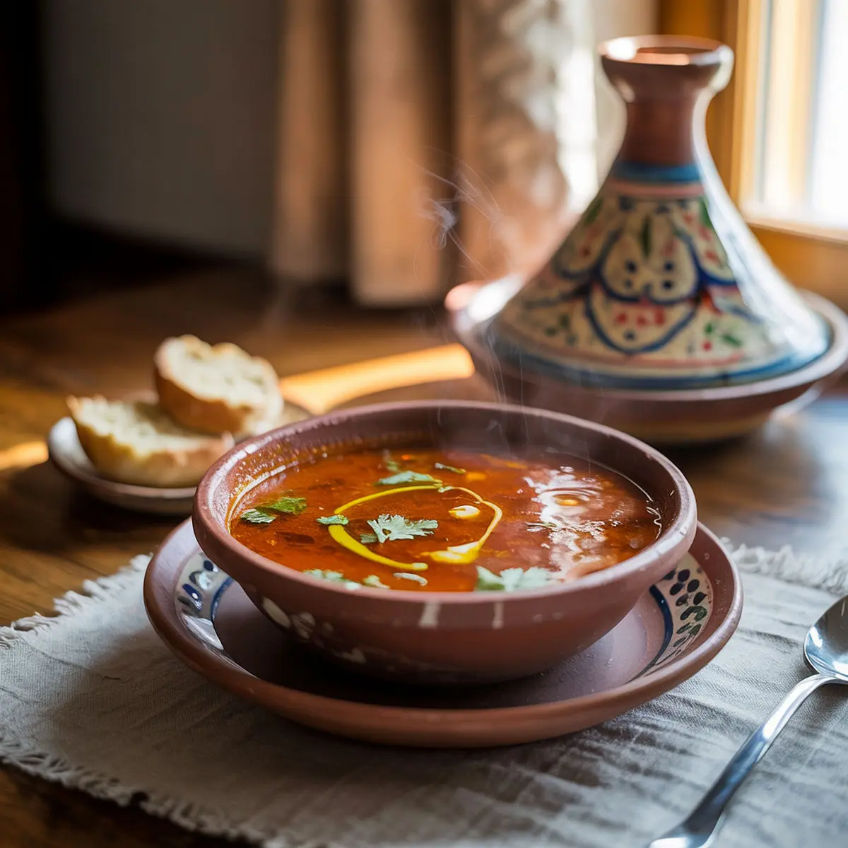 Harira (Algerian version—no lentils—thickened with egg & flour)