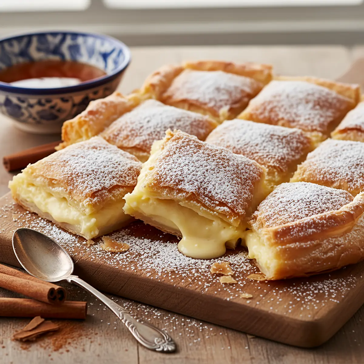 Bougatsa (Bánh custard Hy Lạp với Phyllo)