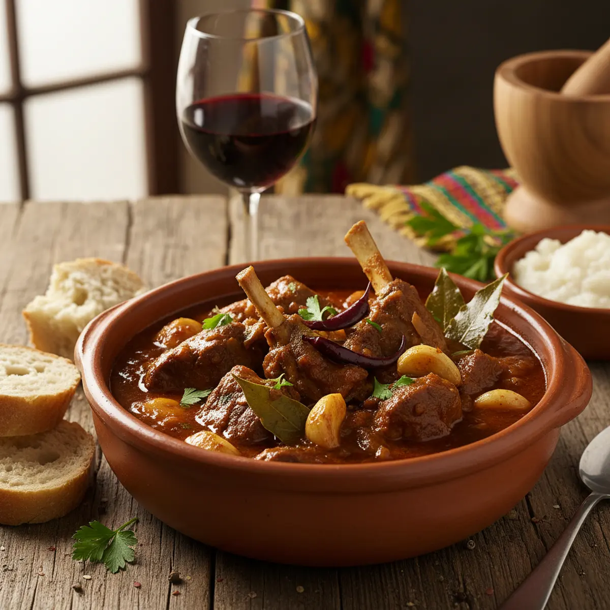Ensopado de Cabrito – สตูว์แพะอ่อนกับไวน์ กระเทียม และใบกระวาน