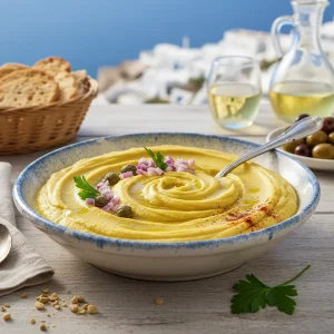 ซอสถั่วลันเตา Santorini Silky Yellow Split-Pea Purée (สูตรพิเศษของซานโตรินี)