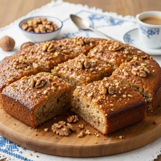 Karydopita — Valnötssirapskaka, fyllig och kryddig