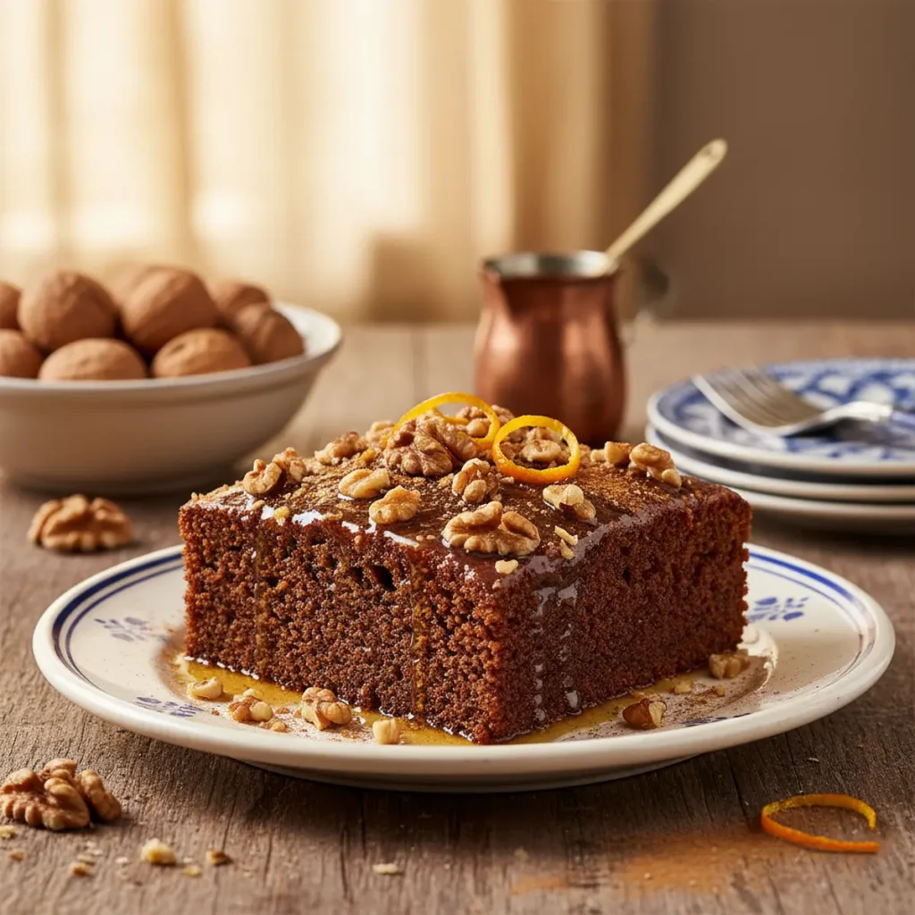 Karydopita — orechový sirupový koláč