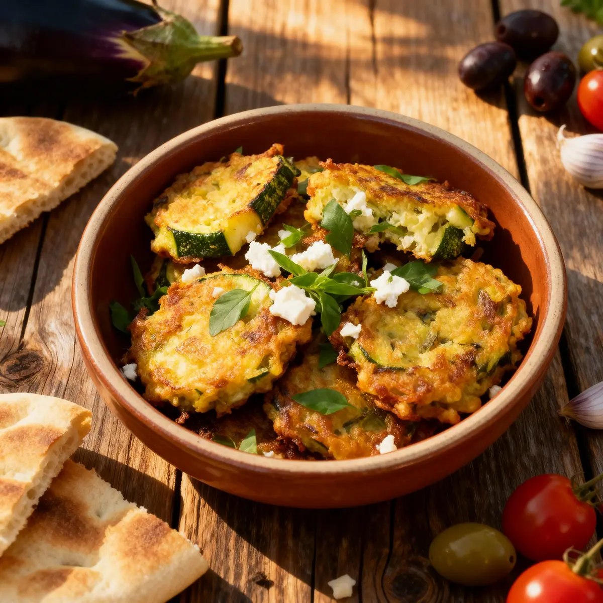 Kolokythokeftedes — Zucchini Fritters with Herbs and Feta