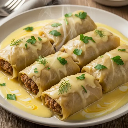 Lahanodolmades Avgolemono