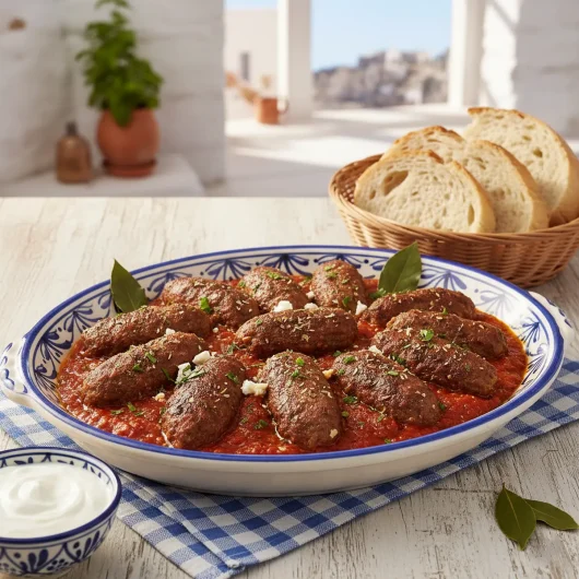 Soutzoukakia Smyrneika – Chiftele grecești condimentate cu chimen în sos de roșii