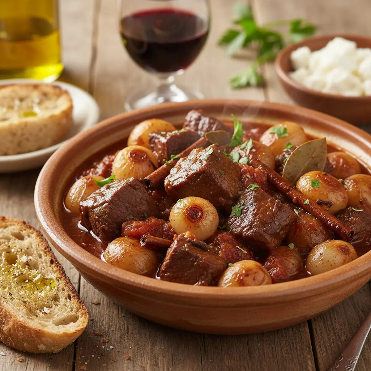 Stifádo Langtidsbraiseret Oksekød- og Løggryde (Græsk Opskrift)