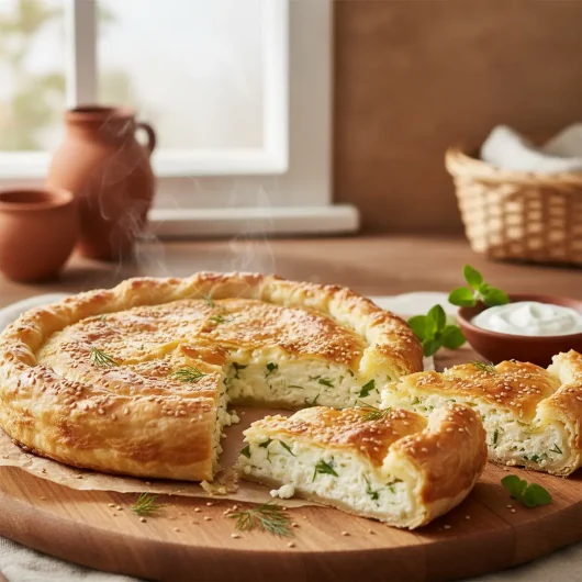 Tirópita: Triunghiuri filo umplute cu brânză aurie