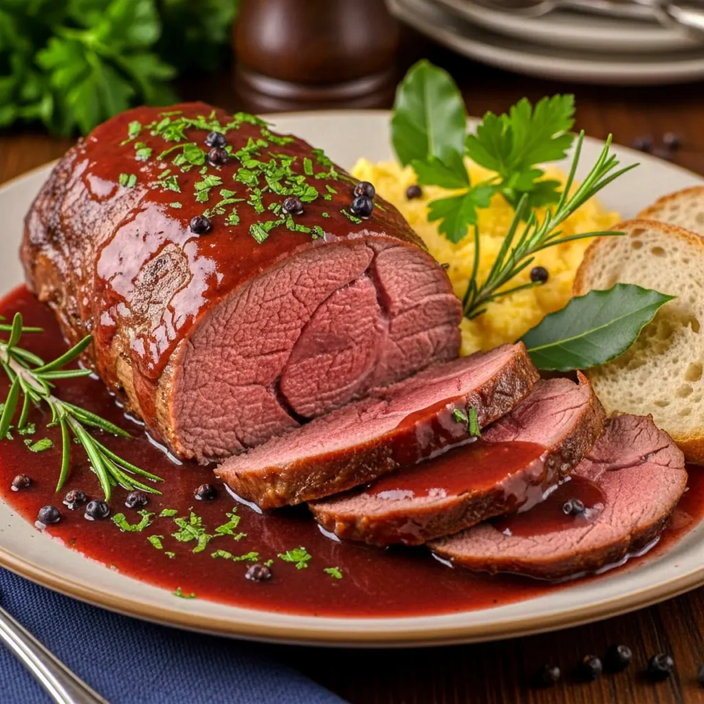 Pierna de venado asada a fuego lento “al estilo del conde”